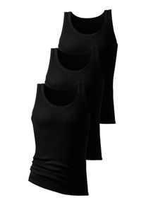 H.I.S. HIS JEANS, Herren Doppelripp-Tanktops, Schwarz
