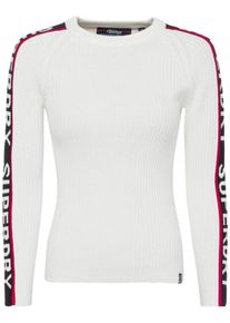 Superdry, Damen Pullover 'URBAN STREET', Feuerrot / Schwarz / Naturwei&szlig;