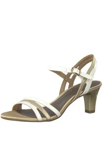 Tamaris, Damen Riemchen Sandale 'Medium High', Gold / Wei&szlig;