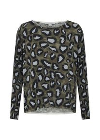 comma, Damen Pullover, Anthrazit / Oliv