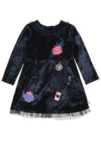 Billieblush, Mädchen Samtkleid mit Tüllrock und Patches, Schwarz