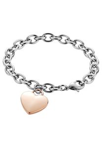 Firetti, Damen Armband in Ankerkettengliederung mit Anhänger "Herz", Gold / Silber