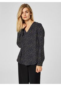 Selected Femme, Damen Bluse, Nachtblau / Gelb / Weiß