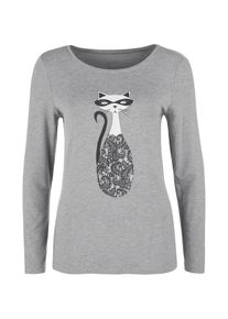 s.Oliver RED LABEL, Damen Longsleeve, Grau / Dunkelgrau / Weiß