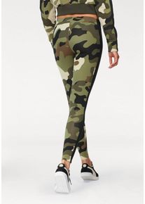 Puma, Damen Leggings 'Evolution Wild Pack T7', Beige / Grün / Schwarz