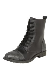 Tamaris, Damen Schn&uuml;rstiefelette, Schwarz / Silber