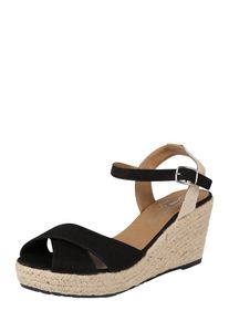 Tom Tailor, Damen Sandale, Beige / Schwarz