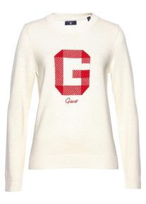Gant, Damen Pullover, Rot / Wollwei&szlig;