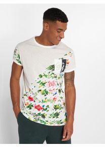 Just Rhyse, Herren T-Shirt Floral mit coolem Blu-Print, Graumeliert / Mischfarben