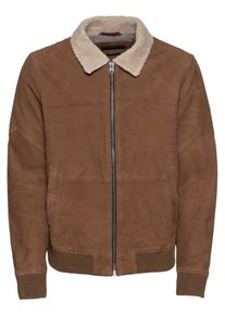 Jack & Jones JACK & JONES, Herren Jacke 'JPRTHOR SUEDE BOMBER JACKET', Beige / Braun