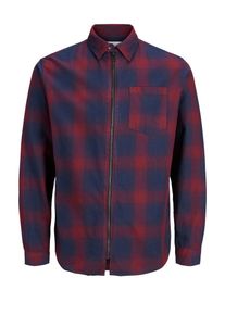 Jack & Jones JACK & JONES, Herren Langarmhemd, Navy / Pastellrot