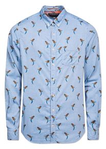 & Colours & Sons COLOURS & SONS, Herren Hemd 'ELTON', Hellblau / Dunkelorange