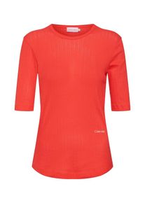 Calvin Klein, Damen Shirt 'POINTELLE DETAIL C-NK HALF SLV', Rot