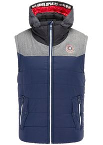 Dry Laundry Japan Dry Laundry, Herren Weste, Ultramarinblau / Graumeliert / Hellrot / Schwarz