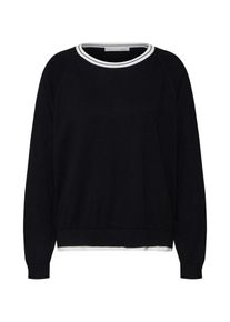 Oui, Damen Pullover, Schwarz / Wei&szlig;