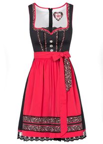 Spieth & Wensky SPIETH & WENSKY, Damen Dirndl 'Gelja' 55 cm, Rot / Schwarz