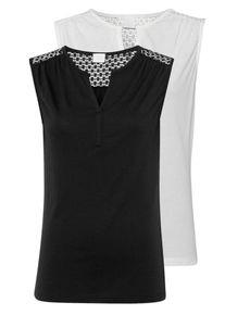 Lascana, Damen Top, Schwarz / Weiß