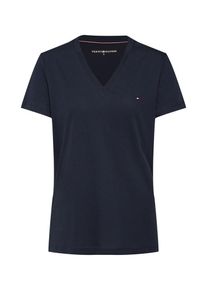 Tommy Hilfiger, Damen Shirt 'HERITAGE V-NECK TEE', Dunkelblau