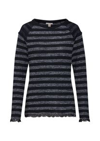 Esprit, Damen Shirt 'Striped Longslv T-Shirts', Schwarz