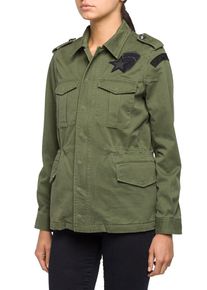Replay, Damen Utility-Jacke mit Patches, Grün