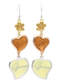 Guess, Damen Ohrhänger im Herzdesign UBE21205, Gold / Silber