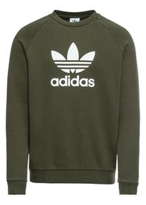 adidas originals, Herren Sweatshirt 'TREFOIL WARM-UP CREW', Dunkelgrün / Weiß