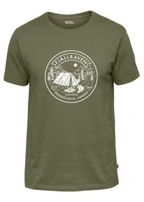 Fjällräven Fjällräven, Damen T-Shirt 'Lägerplats/Camp Site', Oliv / Weiß