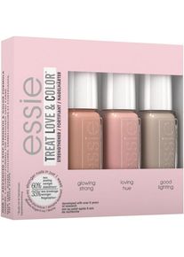 essie, Damen Nagellack-Set 'Treat, Love & Color glowing strong, loving hue & good lighting Mini', Greige / Rosa / Puder