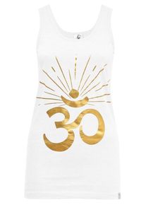 YOGISTAR.COM, Damen Tanktop 'Om Sunray', Gold / Wei&szlig;
