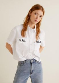 Mango, Damen Hemd 'Dove-H', Schwarz / Wei&szlig;