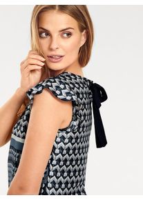 Heine, Damen Druckbluse mit Bindeband, Nachtblau