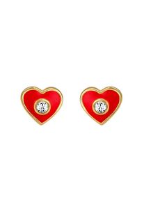 Elli, Damen Ohrringe 'Herz', Gold / Rot