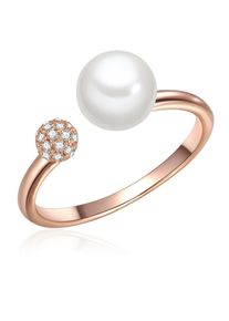 Valero Pearls, Damen Ring, Rosegold / Perlwei&szlig;