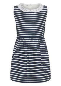 name it, Mädchen Kleid, Blau / Naturweiß