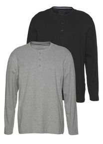 MAN'S WORLD Man's World, Herren Langarmshirt, Graumeliert / Schwarz