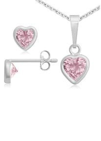 Firetti, Damen Schmuckset 'Herz' (Set, 4 tlg.), Rosa / Silber
