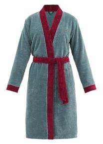 Palmers, Damen Bademantel 'Soft Dawn', Rauchblau / Dunkelrot