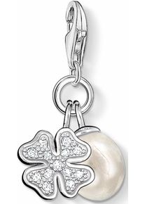Thomas Sabo, Damen Charm-Einhänger 'Kleeblatt, 0831-167-14', Silber / Weiß / Perlweiß