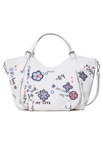 Desigual, Damen Shopper 'Shibuya Rotterdam', Royalblau / Cranberry / Schwarz / Weiß