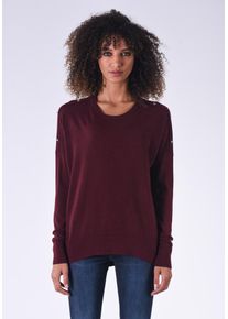Kaporal5 Kaporal, Damen Pullover Casey mit modischen Zierknöpfen, Rot