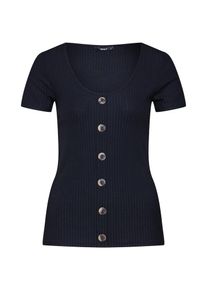 Only, Damen Shirt 'onlMONA S/S BUTTON RIB TOP JRS', Schwarz