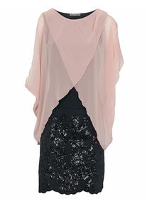 Heine, Damen Cocktailkleid mit Pailletten, Rosé / Schwarz