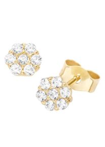 Firetti, Damen Ohrstecker 'Rund', Gold / Transparent