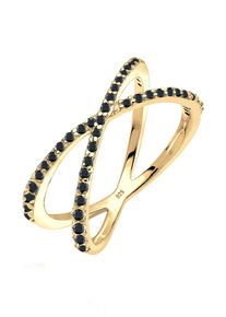 Elli, Damen Wickelring 'Kreuz', Gold / Schwarz