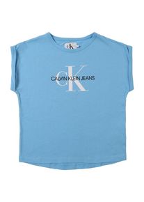 Calvin Klein Jeans, Mädchen Top 'MONOGRAM LOOSE FIT TEE', Hellblau / Weiß