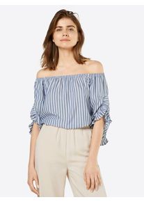 Only, Damen Off-Shoulder Shirt 'onlSAILOR', Blau / Weiß