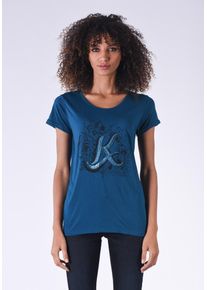 Kaporal5 Kaporal, Damen T-Shirt Gravy Raisin mit glitzerndem Frontprint, Blau