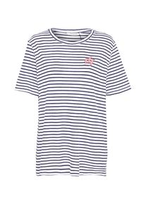 Pieces, Damen T-Shirt 'MERCY', Taubenblau / Weiß