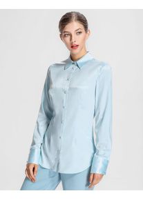 Apart, Damen Satinbluse aus glänzendem Satin, Hellblau