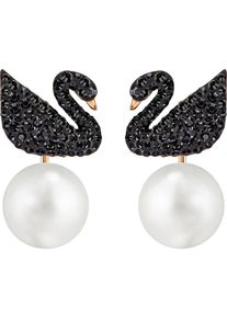 Swarovski, Damen Swarovski Ohrstecker Iconic Swan 5193949, Schwarz / Perlweiß